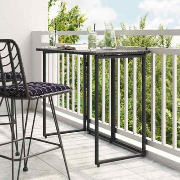 vidaXL Tuintafel inklapbaar 90x51x75 cm poly rattan zwart, Tuin en Terras, Verzenden, Nieuw