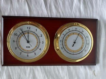 Maritieme objecten - Weerstation met klok, barometer en, Antiek en Kunst