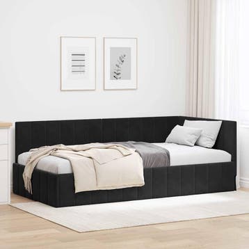 Hoekbedframe Zwart 90x200 | Retour deal | 35% korting, Huis en Inrichting, Slaapkamer | Bedden, 90 cm, Eenpersoons, Verzenden