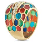 Bague - 18 carats Bague en or jaune 18 carats, diamants et