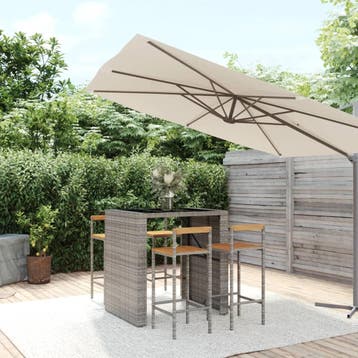 vidaXL 5-delige Tuinbarset poly rattan en massief acaciahout, Tuin en Terras, Verzenden, Nieuw