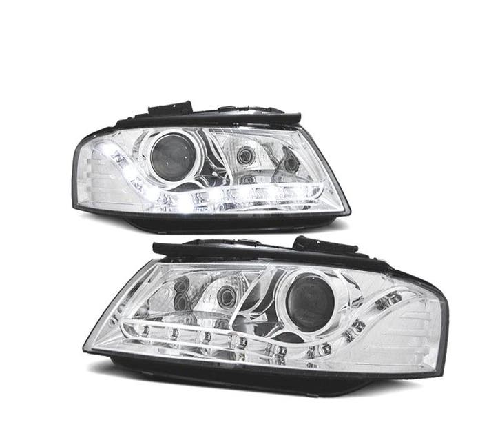 PHARES POUR AUDI A3 8P 03-08 DAYLIGHT FOND CHROMÉ, Autos : Pièces & Accessoires, Éclairage, Envoi