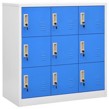 vidaXL Lockerkast 90x45x92,5 cm staal lichtgrijs en blauw, Verzenden