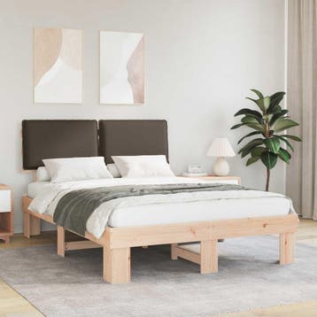 vidaXL Bedframe met Gevoerde Hoofdbord Taupe 150 x 200 cm, Huis en Inrichting, Slaapkamer | Bedden, Verzenden, Nieuw