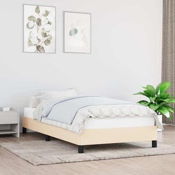 vidaXL Bedframe zonder matras 90x190 cm stof crèmekleurig, Verzenden