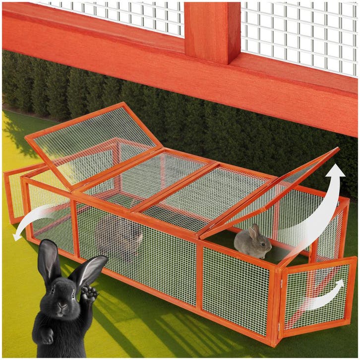 Konijnenhok met 4 deuren 181x90x48cm - bruin, Dieren en Toebehoren, Knaagdieren en Konijnen | Hokken en Kooien, Verzenden