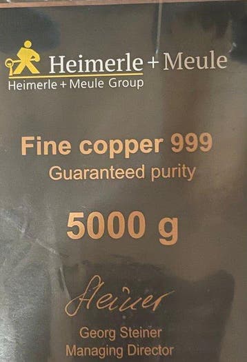 5 kilograms - Koper .999 - Heimerle + Meule, Germany - Met