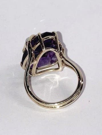 Ring - 14 karaat Geel goud Amethist - Diamant - Uniek. Maten, Nieuw