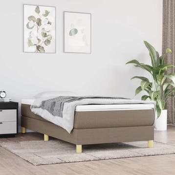 vidaXL Boxspring bed 100x200 cm stof taupe, Verzenden