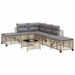 vidaXL 3-delige Loungeset met kussens poly rattan gemengd, Verzenden