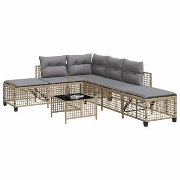 vidaXL 3-delige Loungeset met kussens poly rattan gemengd, Tuin en Terras, Verzenden, Nieuw