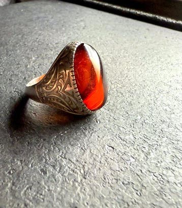 Natuurlijke Baltische barnsteenring in sterlingzilver 925 -