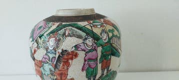 Vase chinois en craquelé Guerrier - Porcelaine - Chine -