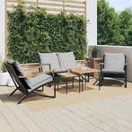vidaXL 5-delige Balkonset met kussens staal zwart, Tuin en Terras, Tuinsets en Loungesets, Verzenden, Nieuw