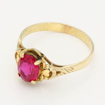 Ring - 14 karaat Geel goud - Robijn, Nieuw