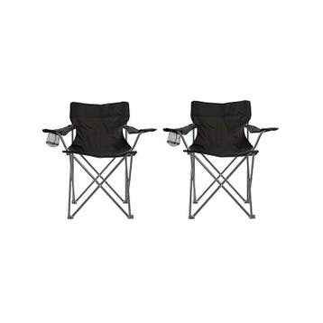 Set van 2 inklapbare campingstoelen - visstoel - zwart, Verzenden
