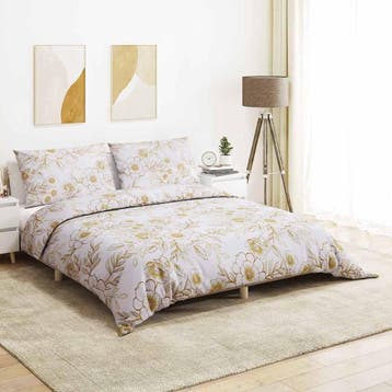 vidaXL Dekbedovertrekset 140x200 cm katoen wit en bruin, Verzenden, Nieuw