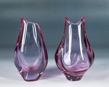 Vintage Alexandrite Glass Set, Czech Glass, Miroslav Klinger