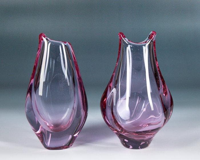 Vintage Alexandrite Glass Set, Czech Glass, Miroslav Klinger, Antiquités & Art, Antiquités | Verre & Cristal