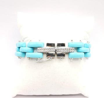 Turquoise - Zilver - Armband - handgemaakt