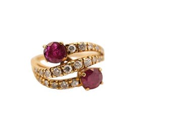Ring - 18 karaat Geel goud Robijn - Diamant, Nieuw