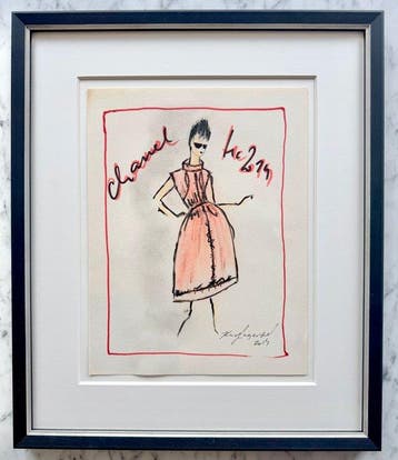 Karl Lagerfeld (1938-2019) - Authentische Chanel Modeskizze,
