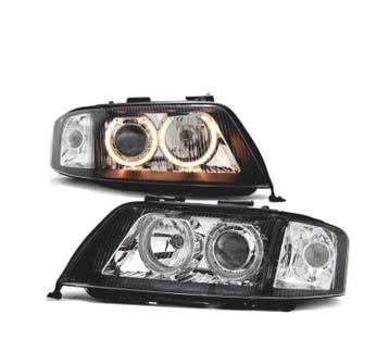 PHARES POUR AUDI A6 01-04 ANGEL EYES NOIR, Verzenden