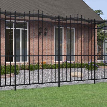 vidaXL Tuinhek Woerden met speerpunt zwart 240x175 cm staal, Verzenden