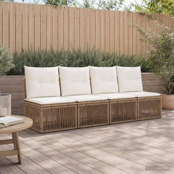 vidaXL 4-zits bank 4 st 4-Aantal zitplaatsen Beige poly, Verzenden