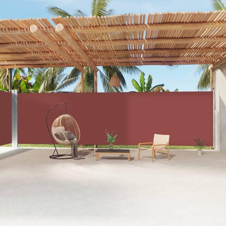 vidaXL Windscherm uittrekbaar 220x1200 cm bruin, Jardin & Terrasse, Parasols, Envoi