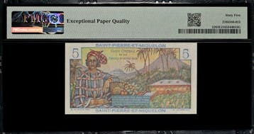 Saint Pierre et Miquelon. - 5 Francs ND(1950-60) - Pick 22