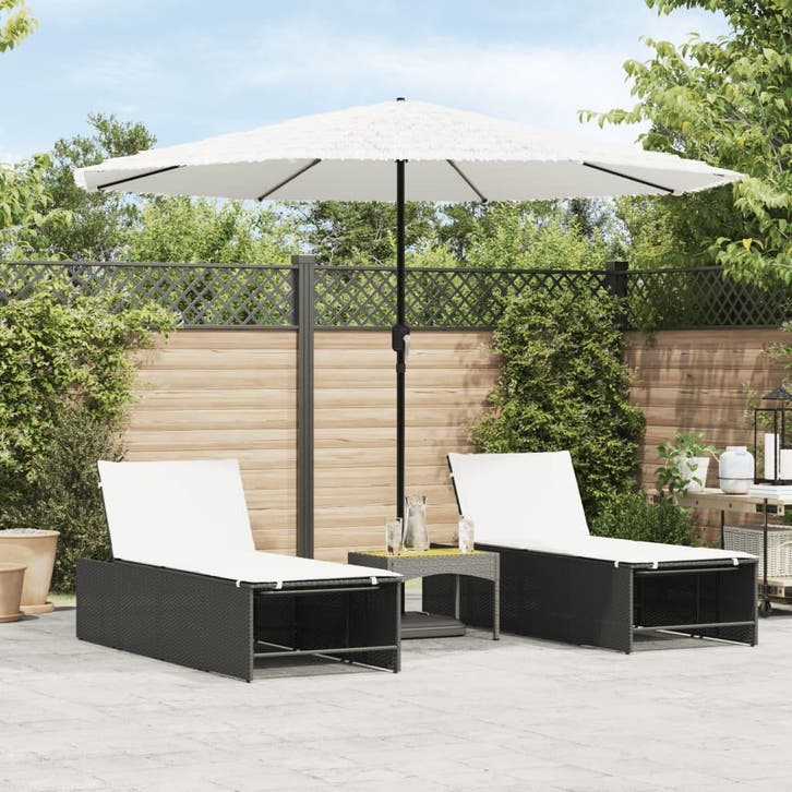 vidaXL Parasol met stalen paal 324x324x247 cm wit, Tuin en Terras, Parasols, Nieuw, Verzenden