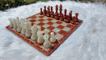 Schaakspel - ORIGINAL LELU CHESS SET 100% Rode Jaspis