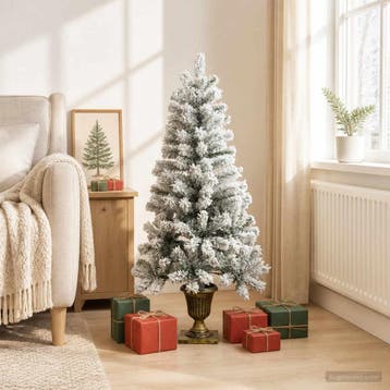 vidaXL Mini kerstboom besneeuwd 120 cm PVC Groen en Wit, Verzenden, Nieuw
