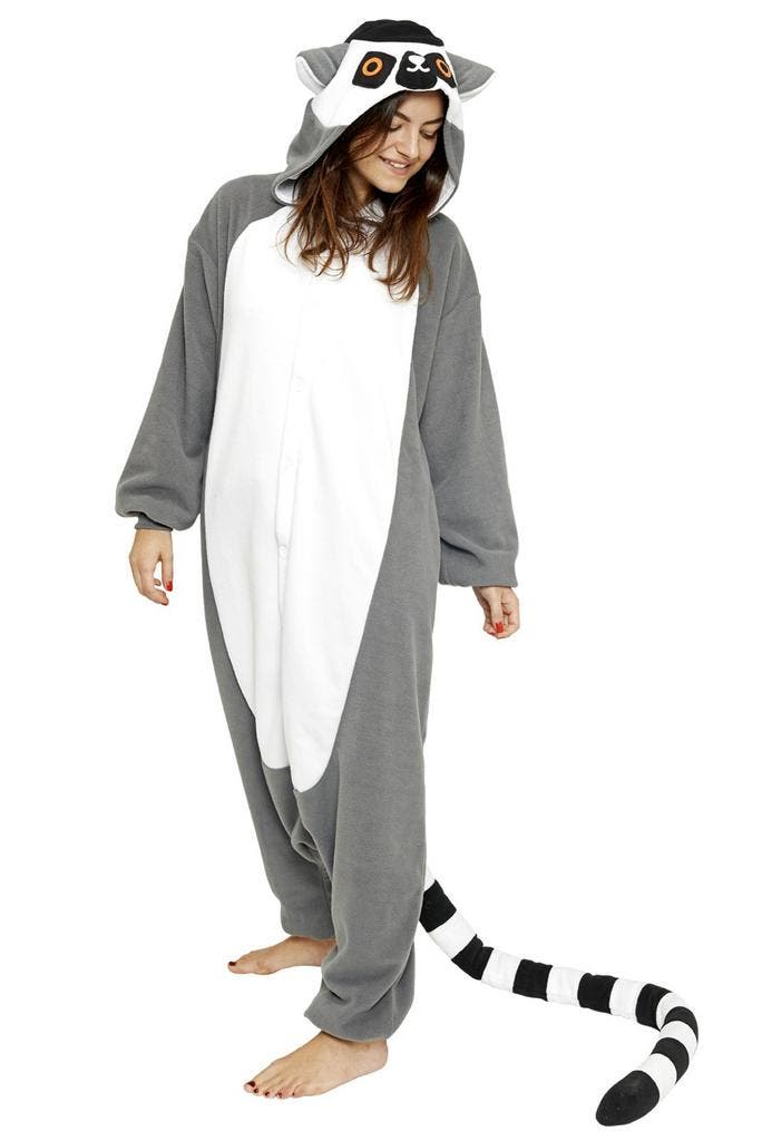 KIMU® Onesie Lemur Ringstaartmaki Pak M-L of 170-176 Ringsta, Kleding | Heren, Carnavalskleding en Feestkleding, Nieuw, Ophalen of Verzenden