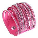 Fako Bijoux - Armband - Breed - Strass - Fuchsia, Verzenden
