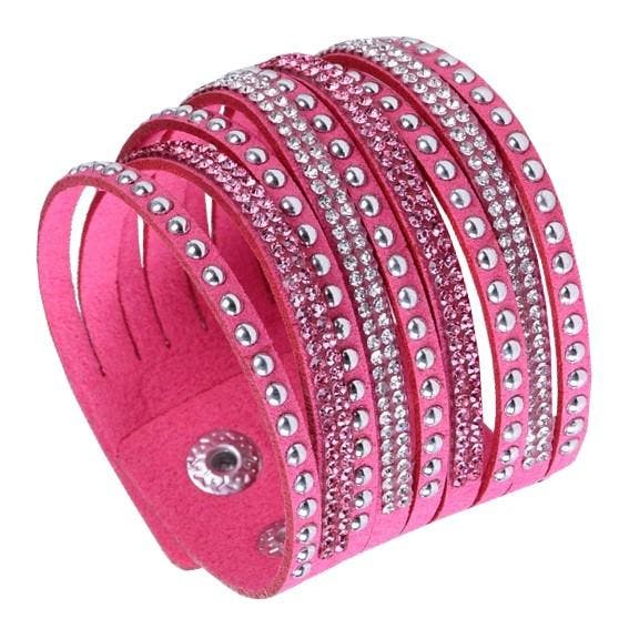 Fako Bijoux - Armband - Breed - Strass - Fuchsia, Bijoux, Sacs & Beauté, Bracelets, Envoi