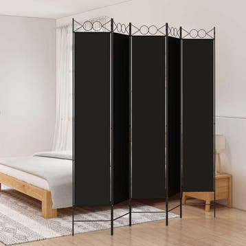 vidaXL Kamerscherm met 5 panelen 200x200 cm stof zwart, Verzenden, Nieuw