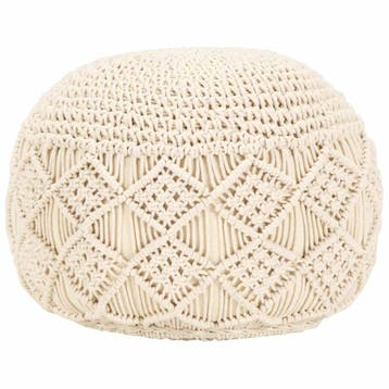 vidaXL Poef macramé handgemaakt 45x30 cm katoen, Verzenden