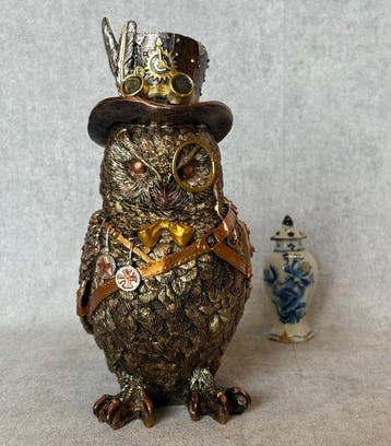 Beeld, “Steampunk” uil (Zonder Minimumprijs) - 23.5 cm -, Antiek en Kunst
