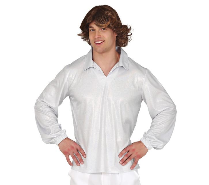 Disco Overhemd Zilver, Kleding | Heren, Carnavalskleding en Feestkleding, Nieuw, Verzenden