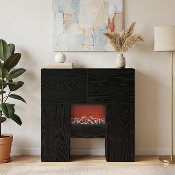 vidaXL Elektrische haard Zwart eiken 75 x 24,5 x 75 cm, Verzenden, Nieuw