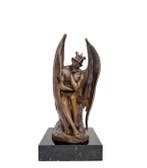 sculptuur, Thinking Demon - 35 cm - Brons, Marmer