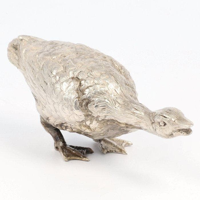 NO RESERVE - Louis Premselaar - Eend Gijs - Beeld,, Antiek en Kunst, Antiek | Zilver en Goud