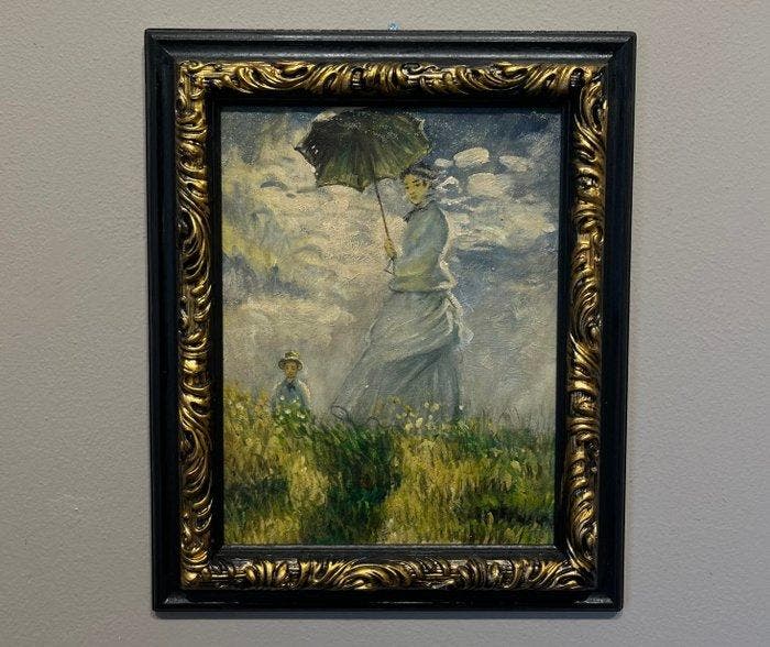 Italiaanse school (XX) - Da Claude Monet - Donna con, Antiek en Kunst, Kunst | Schilderijen | Klassiek