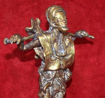 Beeld 20 cm, 0,922 kg, VOYAGEUR Dogon in brons, verloren-was