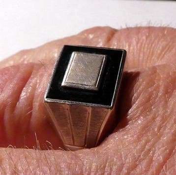 Ring - 8 karaat Witgoud - Onyx