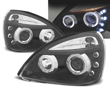 PHARES POUR RENAULT CLIO B 01-05 LED ANGEL EYES FOND NOIR, Verzenden