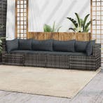 vidaXL 4-delige Loungeset met kussens poly rattan grijs, Tuin en Terras, Verzenden, Nieuw