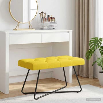 vidaXL Bank met knopen tufting Licht Geel 80 x 40 x 46 cm, Verzenden, Nieuw